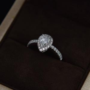 Quality 2 Carat Moissanite Jewelry , Pear Moissanite Engagement Rings E Color Grade wholesale