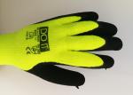 Fluorescent Yellow Latex Palm Coated Gloves , Rubber Coated Gloves Knit Wrist