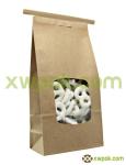 Clear Window Bleached Kraft Paper Tin Tie Bags With Square Bottom For Snack Food