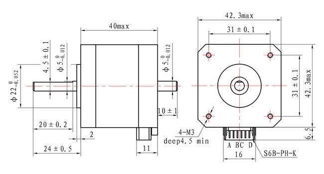 Customizable NEMA 17 Stepping Motor 1.68A 0.36N.m for Packaging Equipment