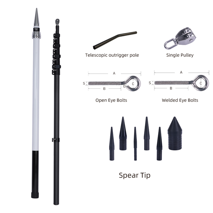 24FT Carbon Fiber Outrigger for Fishing Lightweight High Strength UV Corrosion Resistant 2