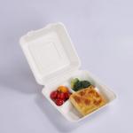 Oem Biodegradable Sugarcane Bagasse Clamshell Box 9in 3 Compartment Meal Prep