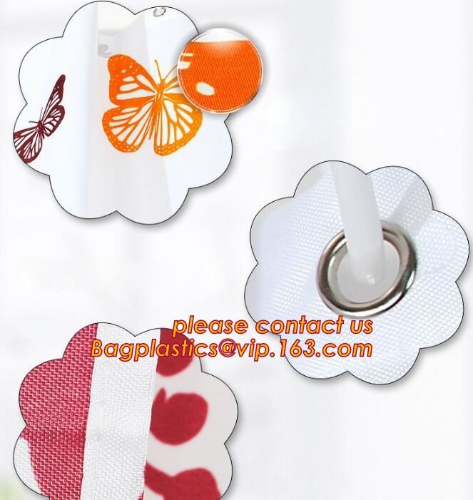SCENERY PRINTING POLYESTER SHOWER CURTAIN, custom 3d eva shower curtain for bathroom, Popular cotton hooks polyester tex