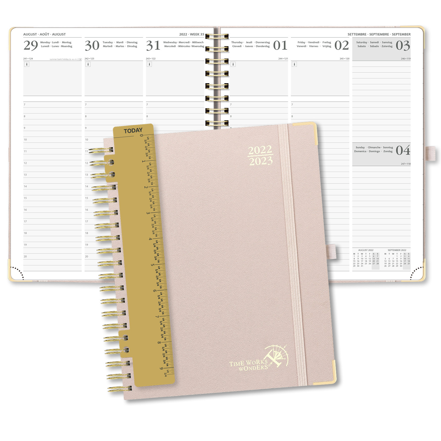 Large 10.38inch X 8.5inch Weekly Academic Planner Light Pink Hardcover