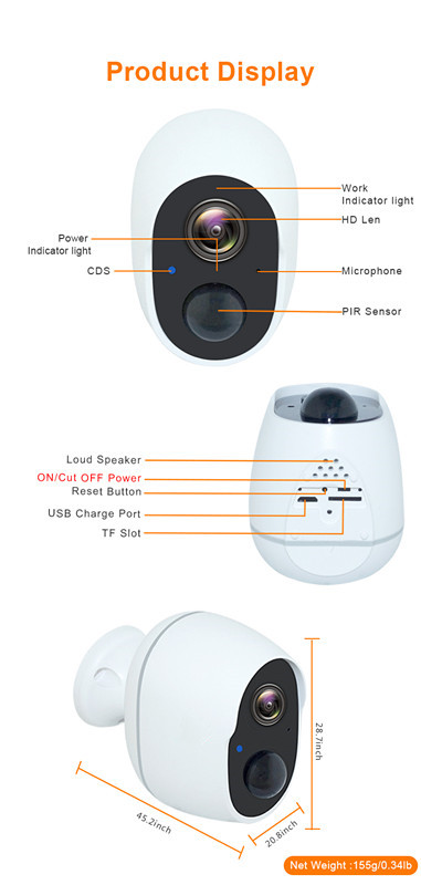 1920x1080 Tuya Smart Camera 2.0 Mega Pixels Pir Security Camera