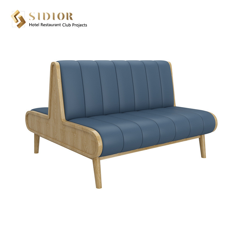 Modern Leather Restaurant Booths Solid Wood Mid Century Dining Sofa ODM