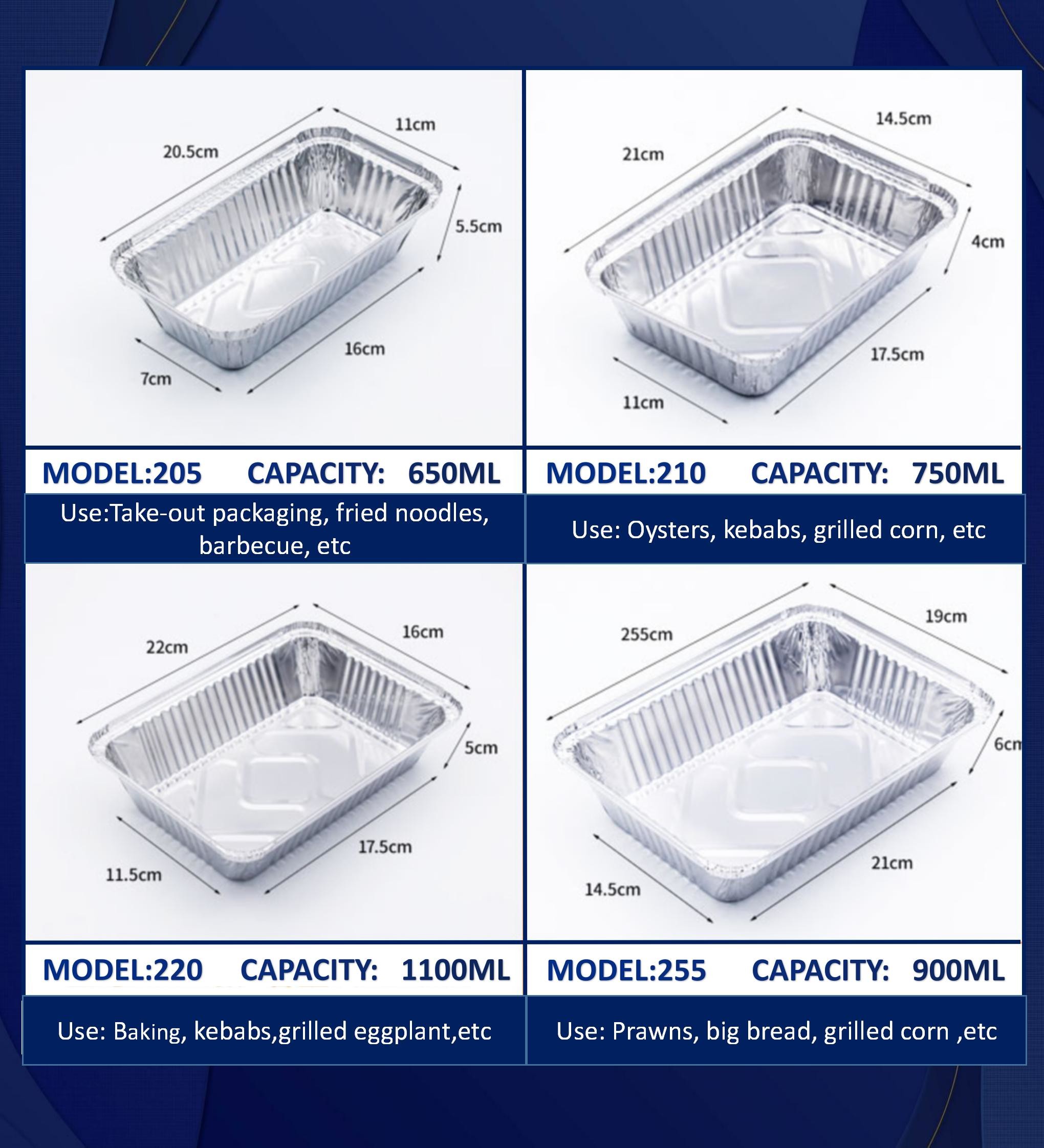 8 Inch Foil Lunch Box Container With Cover 215*175*43mm Manufacturer BBQ Takeout Food Container