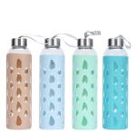 Personlized Single Wall Glass Drinking Bottles Silicone Sleeve 300ml
