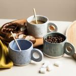 300ML Ceramic Nordic Ring Handle Coffee Mug Speckled Brief Novelty Pattern Milk