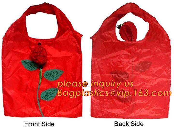 Recycled Foldable Nylon Polyester Tote Bag with logos polyester shopping bag Custom advertising handle non woven bag PAC