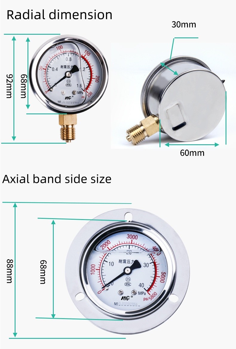 YN60 Analog Differential Pressure Flow Meter Panel Mount For Industrial Monitoring