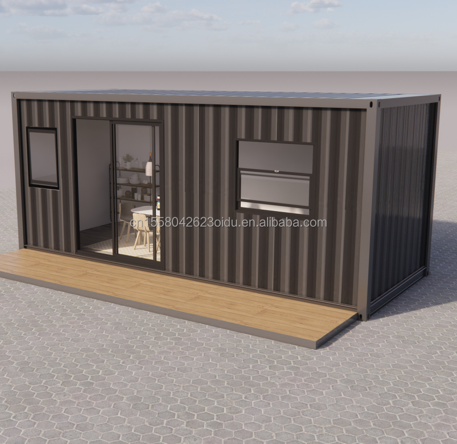20ft Prefab Shipping Container Pop Up Coffee Shop Restaurant Mobile Container Bar with Modern Bathroom Design and Style