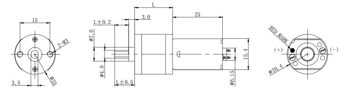 20mm 130 Size Low Speed High Torque Gearbox  Motor DC Dimension