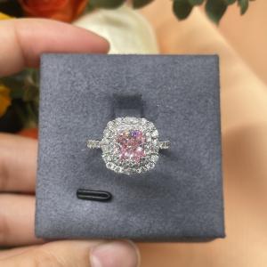 Quality Certified Lab Diamond Jewelry Pink Cushion Diamond Custom-Made Fancy Diamond Ring wholesale