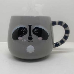 Quality Slip Casting Cartoon 3D Racoon Coffee Mug 14oz wholesale