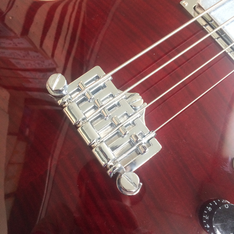 Custom Flamed Maple Top Dot Inlay Chrome Hardware 4 String Jazz Bass
