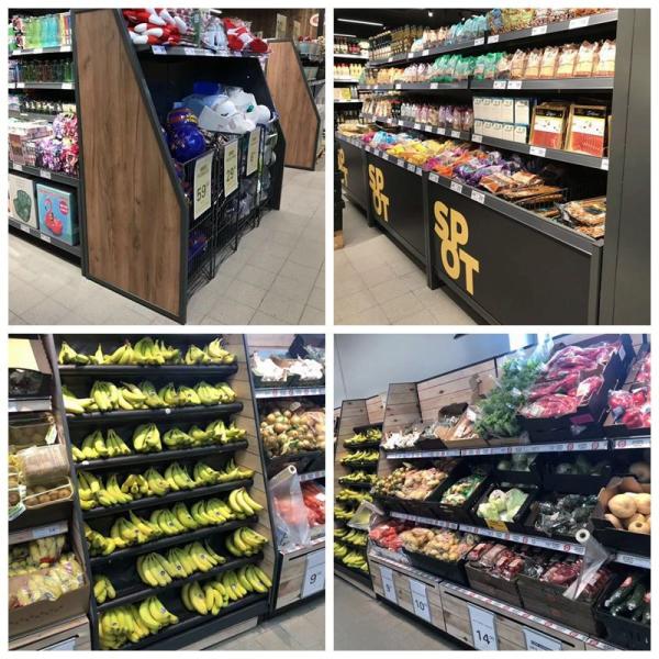 Avertising Multi Layer Grocery Display Shelves L*W*H 950*600 / 1200*1800 / 2400