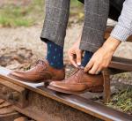 Retro Vintage Mens Leather Dress Shoes Brown Oxfords Zip Lace Up Brogue Shoes