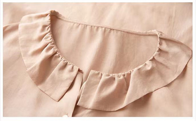 Women Blouse Summer Ruffle Neck Tencel Lyocell Clothing