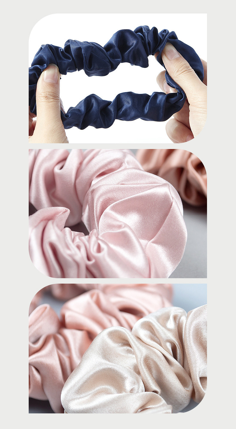 100% Pure Mulberry Silk Pink Oversized Scrunchies Silk Hair Ties Elastics Ponytail Holder