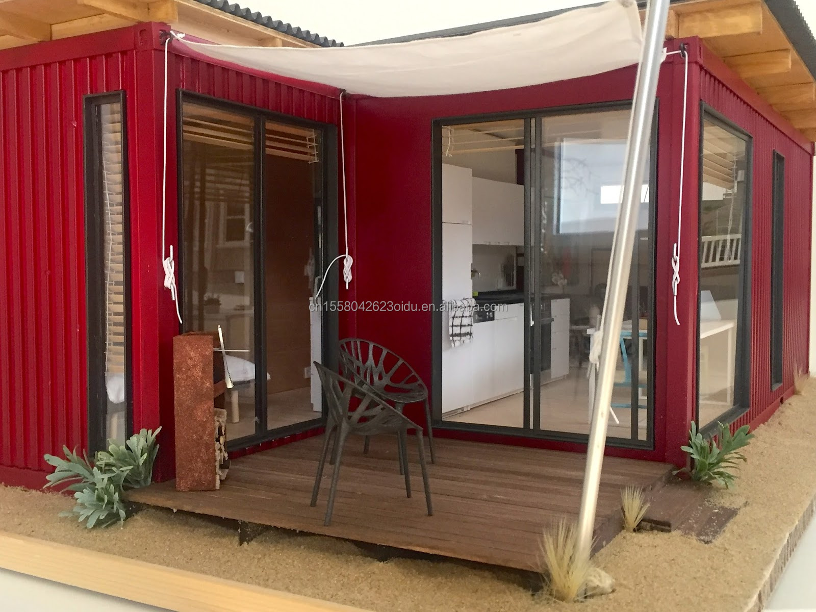 Two/Three Bedrooms One Bathroom Galvanized Steel Square Tubes Luxury Prefab Folding Container Homes for Garden Family