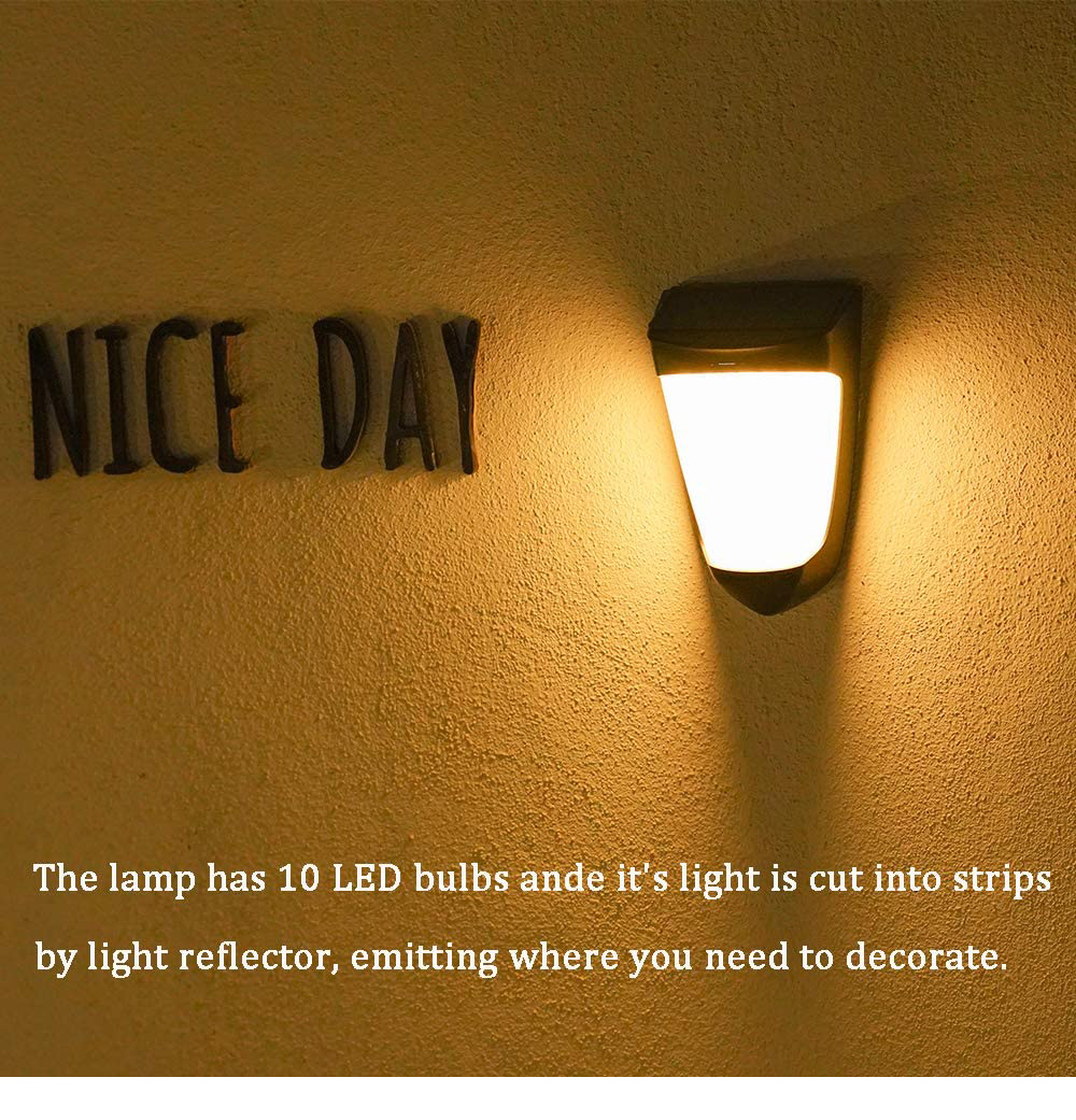 10LED 800LM 1200MAH Outdoor Solar Garden Lamp IP64 Waterproof