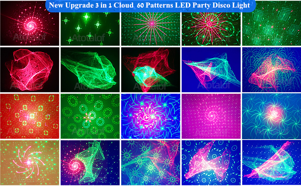 New Upgrade Nebula Effect Strobe Laser Light Portable Disco DJ Party Northern Lights for Indoor Outdoor Birthday Show Ho