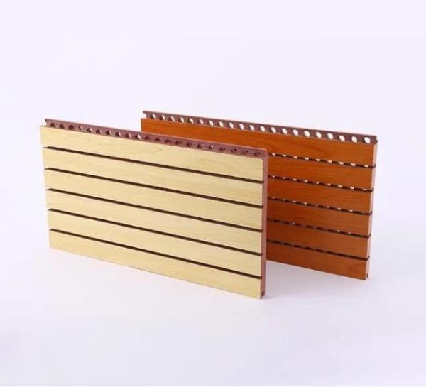 600*600 Stripes Grooved Design Wooden Timber Acoustic Panel with Natural Wood