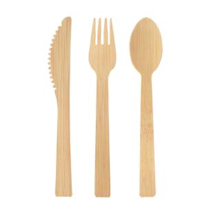 Quality 100% Natural Eco Friendly Disposable Bamboo Cutlery Set with Pouch Bag wholesale