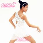 Mordern Ballet Dance Costumes Floral Diagonal Neckline Cut Out Side Dress