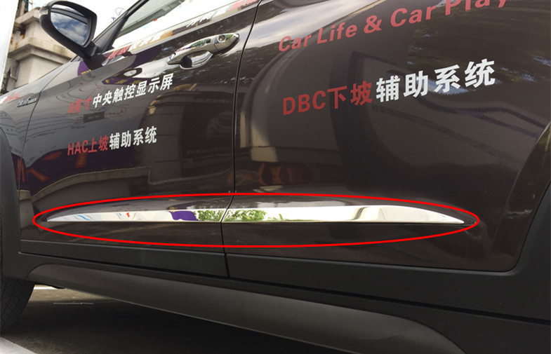 Customized Hyundai IX35 New Tucson 2015 Auto Accessories , Stainless Steel Door Molding