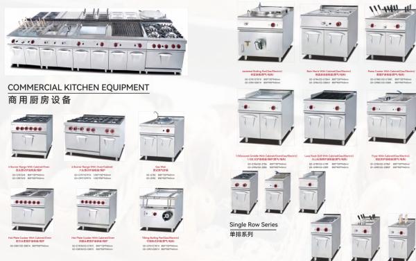Commercial Kitchen Fryer 4burner Range With Cabinet Jacketed Boiling Pan With