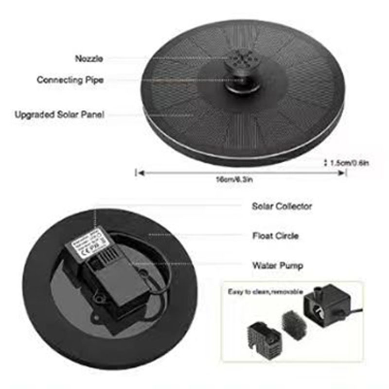 Manufacturers Supply Solar Fountain Pump Outdoor Pool Water Floating Fountain With Colored Lights Accessories Solar Fountain Pum