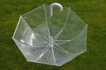 Waterproof J Handle 8mm Metal Shaft Transparent Rain Umbrella