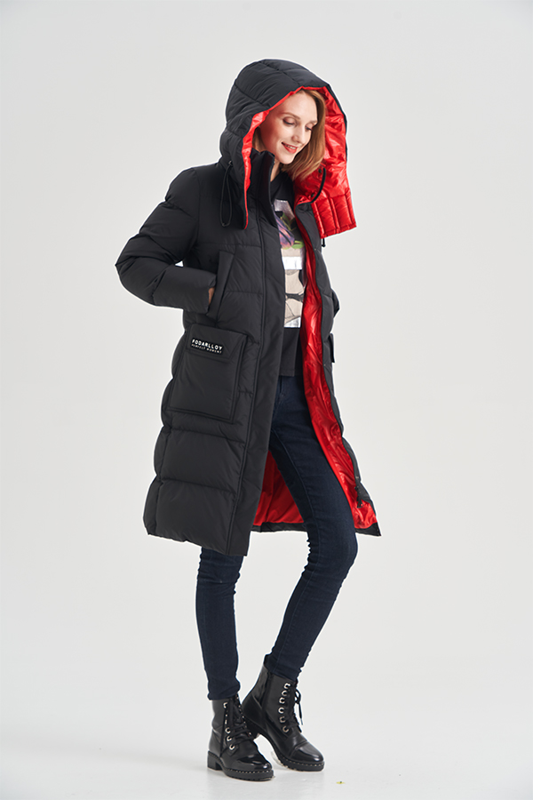 FODARLLOY Ladies Warm Hooded Cotton-Padded Clothes Women Slim Long Down Winter Jackets Women Water Repellent Puffer Coats