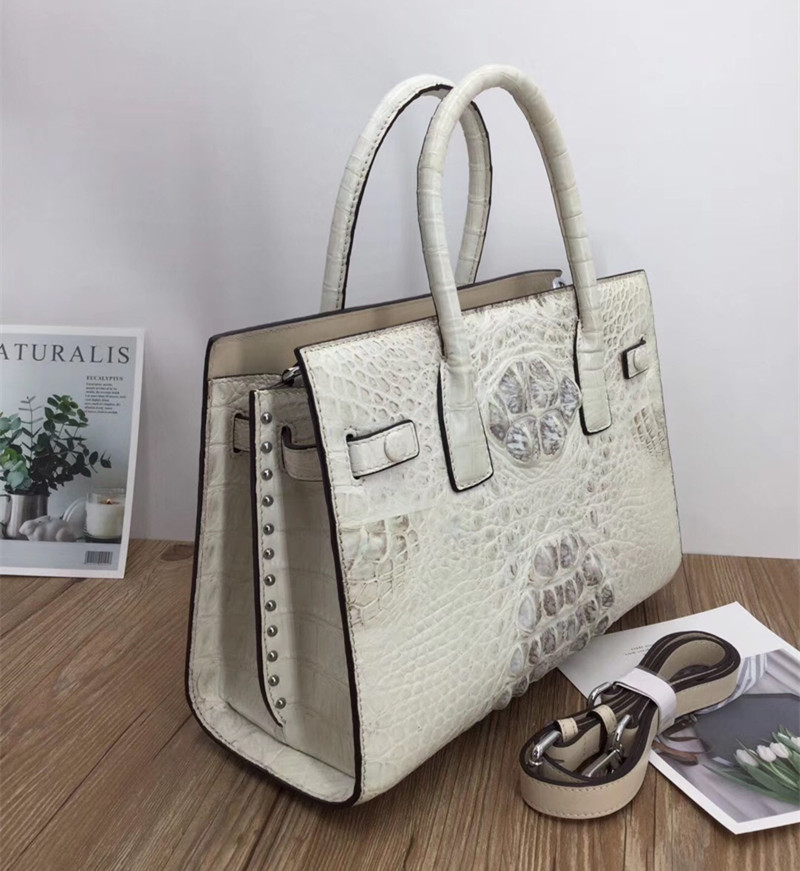 Exotic Genuine Alligator Skin Women Working Totes Large Shoulder Bag Authentic Crocodile Leather Lady Top-handle Handbag
