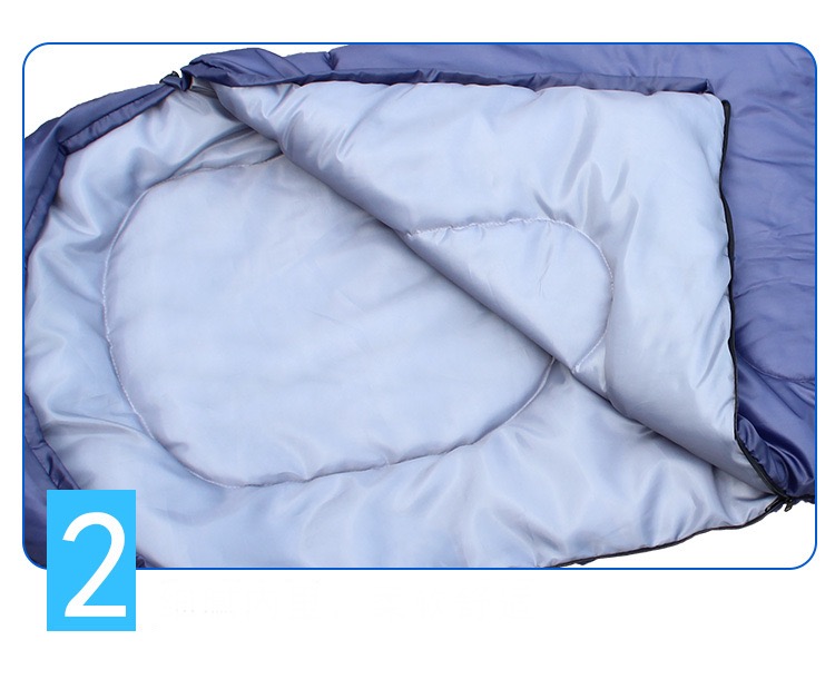 Blue Waterproof 190T Polyester Outdoor Mountain Sleeping Bag 210*75CM