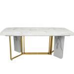 modern 56kg Luxury Marble Dining Table Rugged Stainless Steel Base Rectangle