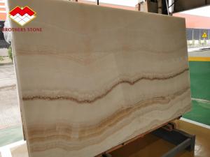 Quality Backlit White Wooden Onyx Book Matched 18mm Jade Onyx Slab wholesale