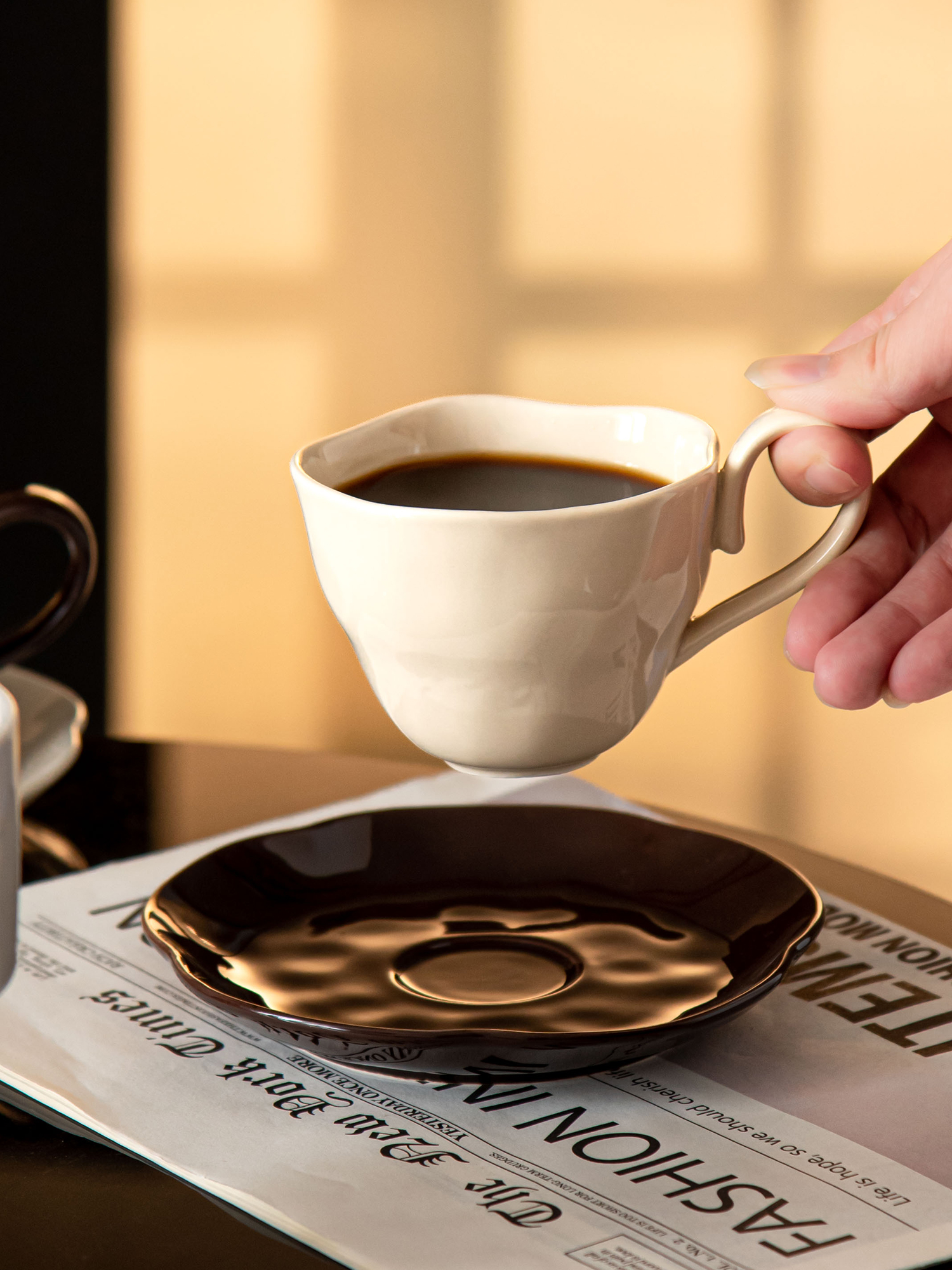 Novelty Design Style Handmade Ceramic Coffee Cups And Saucers For Sustainable
