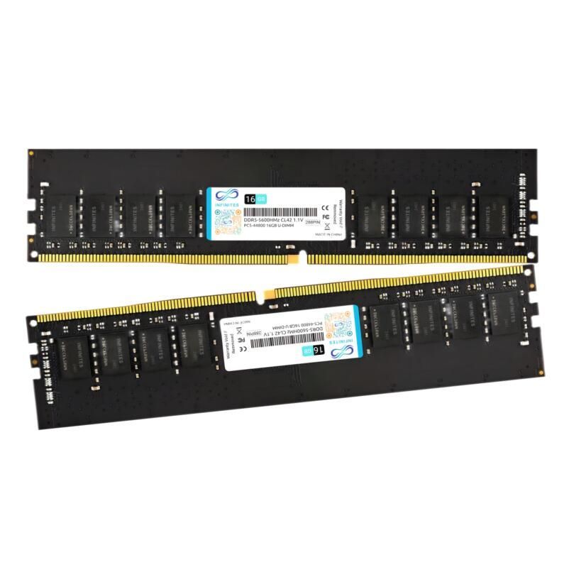 DDR5 288pin 16GB 5600MHz Udimm PC-44800 1.1V Non Ecc Gen 5 Memory Consumer Garde Memory Module Speed Booster Overclocking Memory Speed up to 5000MHz