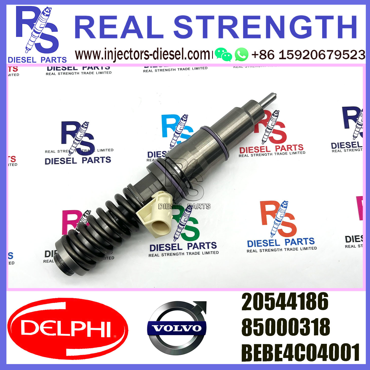 DELPHI 2pin injector 85000318 20544186 BEBE4C04001 Diesel pump Injector V-O-L-V BEBE4C04001 E1 for V-O-L-V 16 LITRE TRUCK
