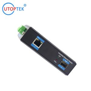 Quality UT11GP-SFP 10/100/1000M 1SFP+POE+ 30W unmanaged industrial media converter DIN Rail sfp switch converter wholesale