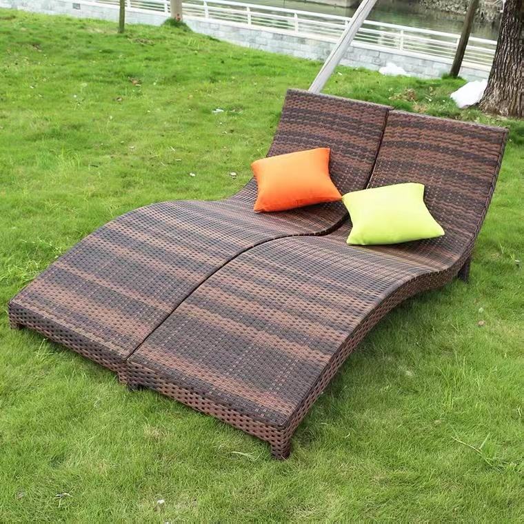 Bistro Relaxation Beach Sun Lounger Brown Portable Beach Lounge Chair