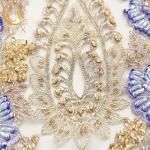 Customized Beaded Lace Fabric 80% Nylon Handmade Embroidered