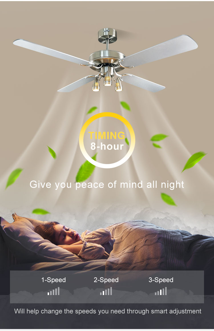 Lighting Solutions Service 52 Inch 3 Speeds Smart Ceiling Fan for Modern Living Room