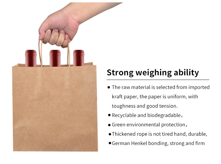 Reusable Flat Handle Flexo Printing Kraft Paper Carry Bags