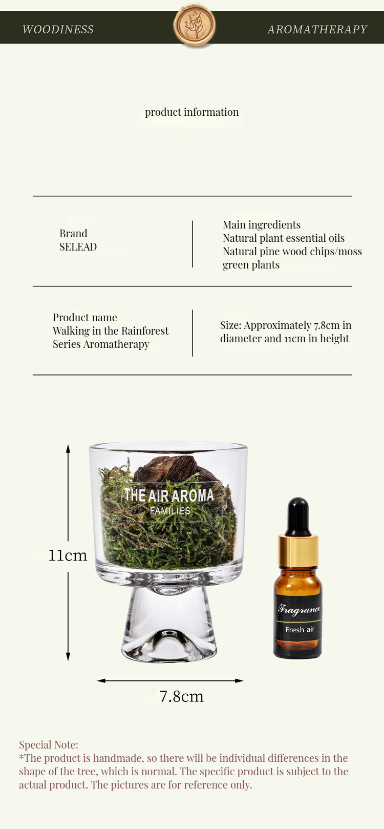 Customized Color Luxury 100ml Moss Reed Diffuser Set with Nature-Inspired Scented Oil