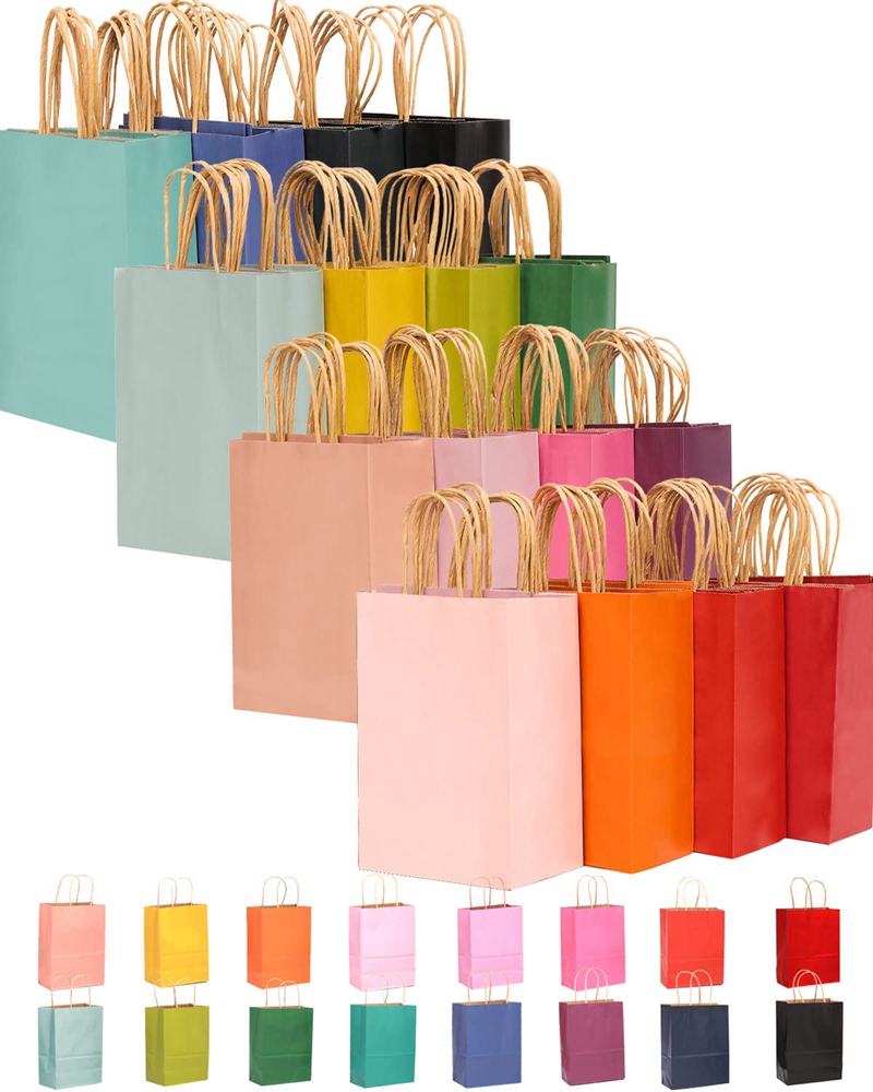 Hand Length Handle Custom Print Eco Friendly Luxury Kraft Paper Bags with Competitive