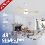 Dimmable LED Solid Wood Ceiling Fan With Light 3 Speed Choice